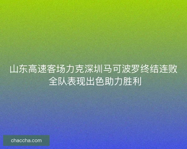 山东高速客场力克深圳马可波罗终结连败 全队表现出色助力胜利 山东高速客场力克深圳马可波罗终结连败 全队表现出色助力胜利