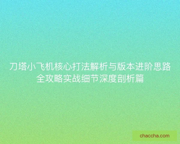 刀塔小飞机核心打法解析与版本进阶思路全攻略实战细节深度剖析篇